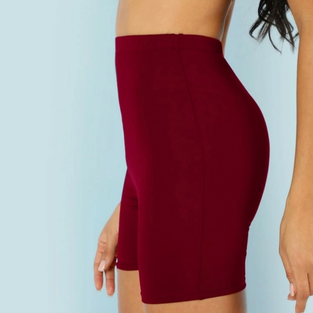 ❤ High Rise Biker Shorts- Red ❤ - Picture 3 of 4